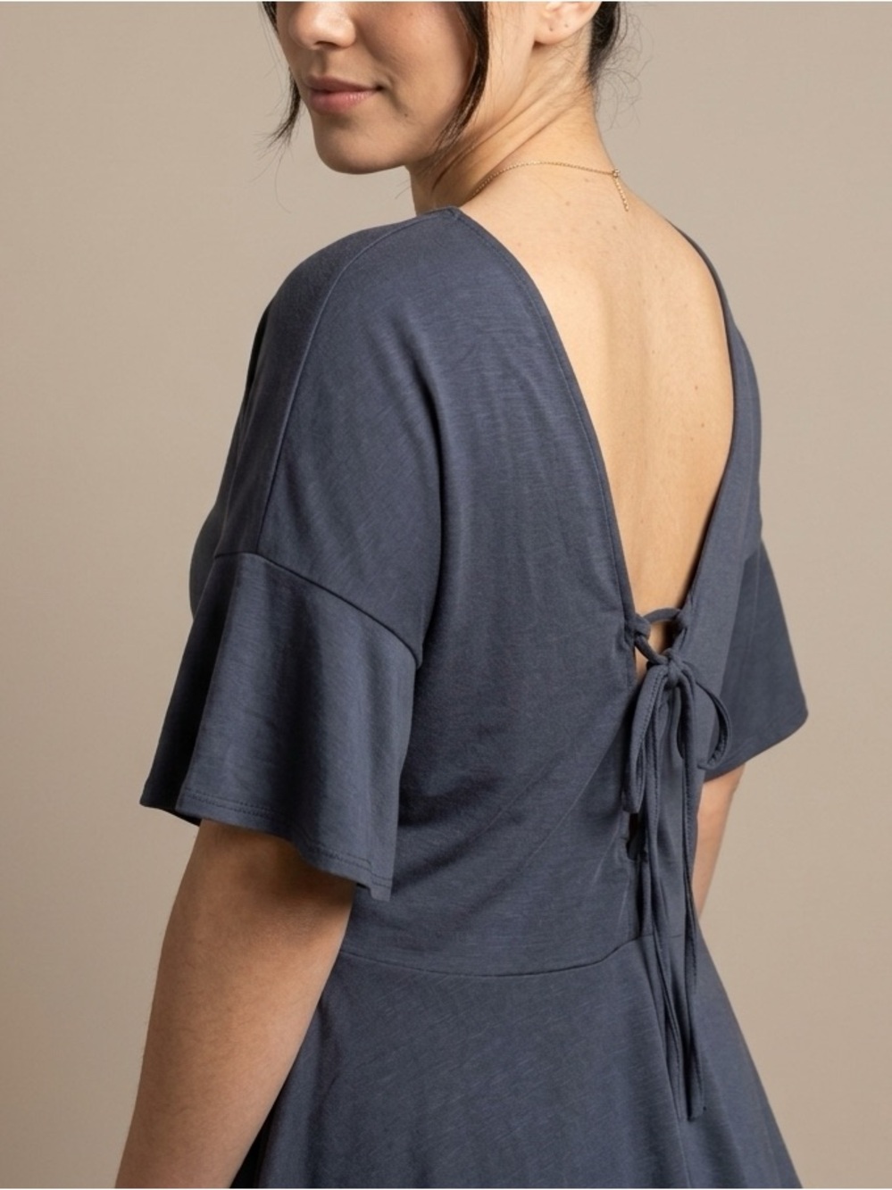 Banana Republic Navy Low Back Peplum Top